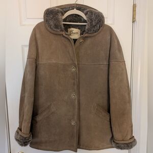 Vintage Berman's Suede Leather Coat With Fur Lining